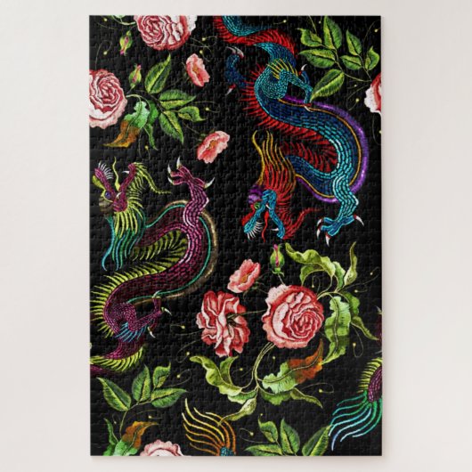 Asiatische Blumendragons Puzzle (Vertikal)