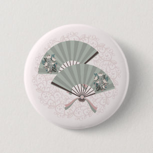 Asiatische Blumenfreunde Rosa Blütenkunst Button