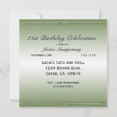 Asiatische Blumengrün und Silberfarben-Party Einla Einladung (Rückseite)