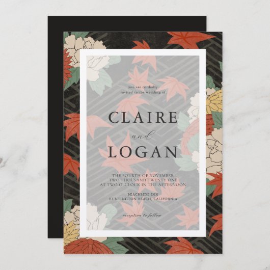 Asiatische Blumenzwiebeln und Rote Ahornfrösche Bl Einladung (Vorne/Hinten)