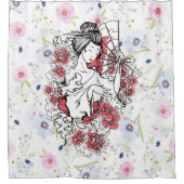 asiatische Blüte Duschvorhang (Vorderseite)