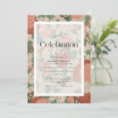 Asiatische Blüten und Schmetterlinge Beige Beerdig Einladung (Stehend Vorderseite)