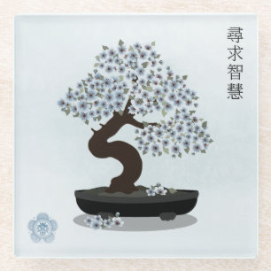 Asiatische Blütenblütengrafik Glasuntersetzer