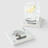 Asiatische Blütenblütengrafik Steinuntersetzer (Seitenansicht)