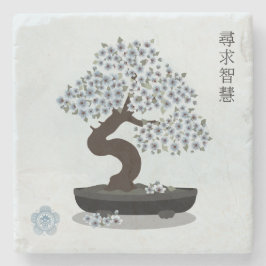 Asiatische Blütenblütengrafik Steinuntersetzer