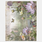 Asiatische botanische Bliss Vintage Wasserlilie Fr Fleecedecke (Vorderseite)