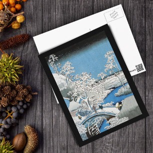 Asiatische Brücke und Schnee-Landschaft Postkarte