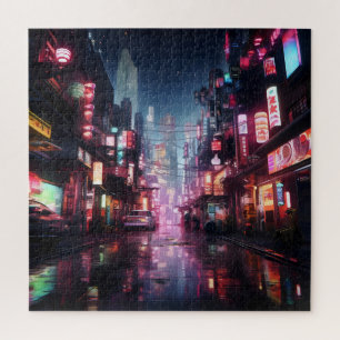 Asiatische Cyberpunk-Stadt Puzzle