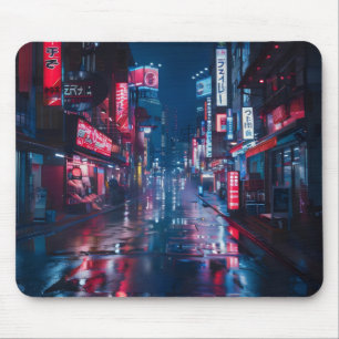 Asiatische Cyberpunk-Stadtnacht Mousepad