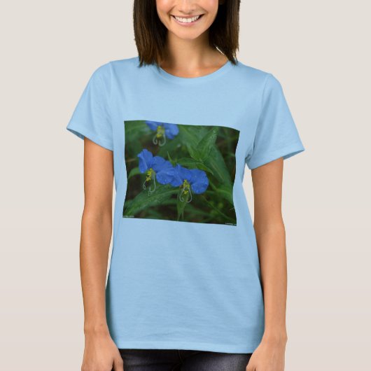 Asiatische Dayflower Blue Wildblume Apparel & Gift T-Shirt (Vorderseite)