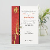 Asiatische Doppelglücklichkeit Red Wedding Einladu Einladung (Stehend Vorderseite)