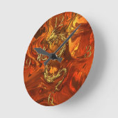 Asiatische Drache-u. GoldKanji-flüssiges Runde Wanduhr (Winkel)
