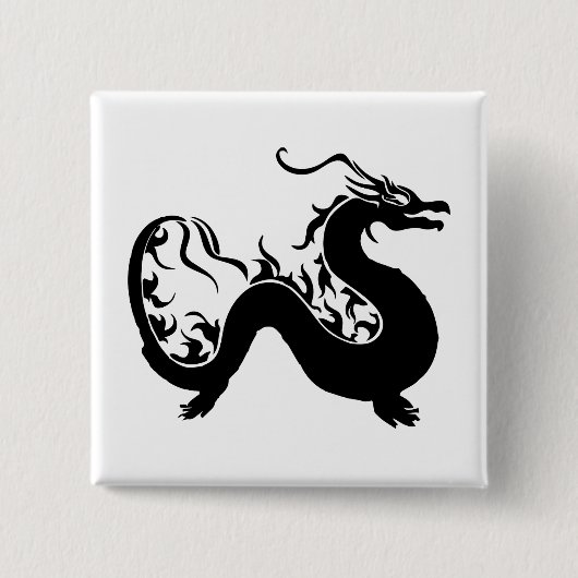 Asiatische Drachensilhouette Button (Vorderseite)