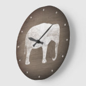 Asiatische Elefant-Silhouette Rustikaler Stil Große Wanduhr (Winkel)