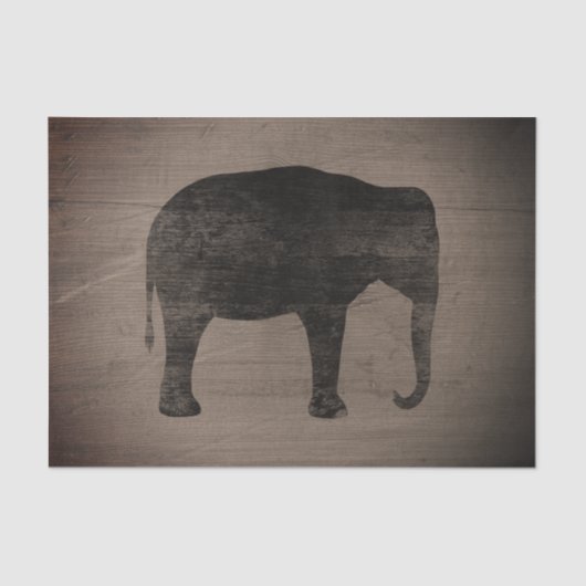 Asiatische Elefant-Silhouette Rustikaler Stil Seidenpapier (Vorderseite)