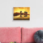 Asiatische Elefanten in Thailand unter einem strah Leinwanddruck (Insitu (Wohnzimmer))