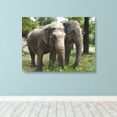 Asiatische Elefanten Seite an Seite Leinwanddruck (Insitu (Holzboden))