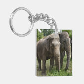 Asiatische Elefanten Seite an Seite Schlüsselanhänger (Vorderseite links)