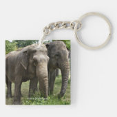 Asiatische Elefanten Seite an Seite Schlüsselanhänger (Rückseite)