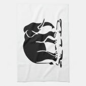 Asiatische Elefanten stehen vor thailändischem Ele Geschirrtuch (Vertikal)