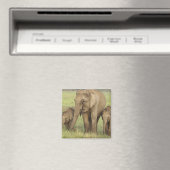 Asiatische Elefanten und junge Menschen Magnet (In Situ (Geschirrspüler))