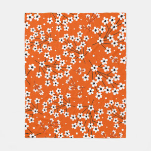 Asiatische Eleganz: Rote Blume Nahtlose Printwerbu Fleecedecke