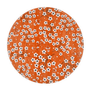 Asiatische Eleganz: Rote Blume Nahtlose Printwerbu Schneidebrett