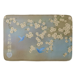 Asiatische Elfenbeinblüten Blaue Vögel "Geschenk d Badematte