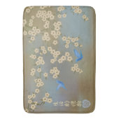 Asiatische Elfenbeinblüten Blaue Vögel "Geschenk d Badematte (Vorderseite Vertikal)