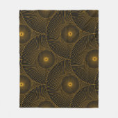 Asiatische Federn: Gold-Schwarz nahtlos. Fleecedecke (Vorderseite)