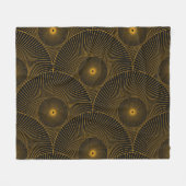 Asiatische Federn: Gold-Schwarz nahtlos. Fleecedecke (Vorderseite (Horizontal))