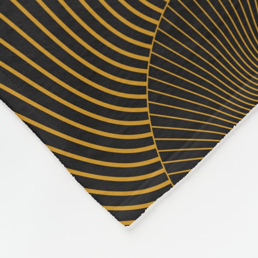 Asiatische Federn: Gold-Schwarz nahtlos. Fleecedecke (Ecke)