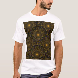 Asiatische Federn: Gold-Schwarz nahtlos. T-Shirt