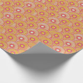 Asiatische Federn, orange-rote Waage, nahtlos. Geschenkpapier (Ecke)