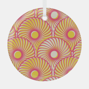 Asiatische Federn, orange-rote Waage, nahtlos. Ornament Aus Glas