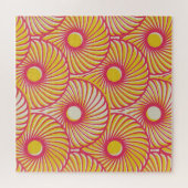 Asiatische Federn, orange-rote Waage, nahtlos. Puzzle (Horizontal)