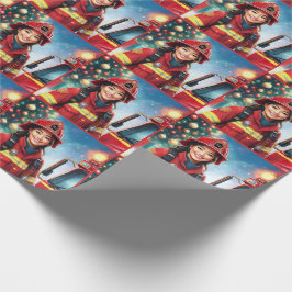 Asiatische Feuerwehrfrau Weihnachten Geschenkpapier