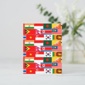 Asiatische Flaggen Postkarte (Stehend Vorderseite)