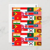 Asiatische Flaggen Postkarte (Vorne/Hinten)