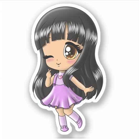 Asiatische Frau Aufkleber (Vorderseite)