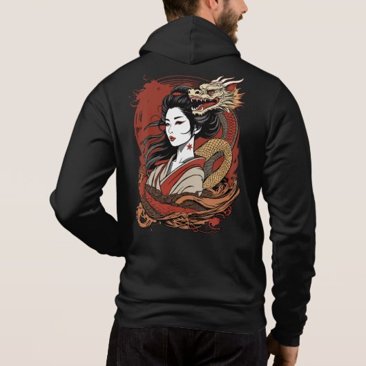 Asiatische Frau | Chinesischer Drache Hoodie (Rückseite)