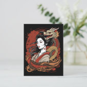 Asiatische Frau | Chinesischer Drache Postkarte (Stehend Vorderseite)
