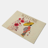 Asiatische Frau Doormat Fußmatte (Schrägansicht)