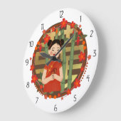 asiatische Frau Große Wanduhr (Winkel)