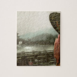 Asiatische Frau in traditioneller Kleidung im Vint Puzzle