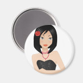 Asiatische Frau Magnet (Vorderseite/Rückseite)