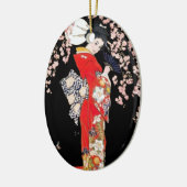 Asiatische Frau mit Cherry-Blossom-Nacht Keramik Ornament (Links)