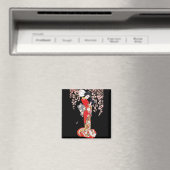 Asiatische Frau mit Cherry-Blossom-Nacht Magnet (In Situ (Geschirrspüler))