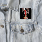 Asiatische Frau mit Kirschblüten-Nacht Button (Beispiel)