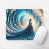 Asiatische Frau mit Wellengang Mousepad (Mit Mouse)